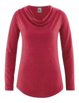 T-shirt Col Drapé - Rouge T-shirt Col Drapé - Rouge